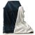 Solid Jacquard Flanel Plush Reverse Sherpa Blanket Navy Blue - 150X200Cm
