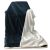 Solid Jacquard Flanel Plush Reverse Sherpa Blanket Navy Blue - 220X240Cm