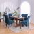 Perlita 1+6 Dining Set - Walnut / Blue