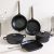 Ss22 Professional 7 Pc Cookware Set Black-Fry Pan 28Cm,Grill Pan 28Cm,Wok 28Cm,Casserole 24Cm,Alu Lid 24Cm,Shallow Casserole 28Cm,Alu Lid 28Cm