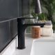 Milano Lemo Basin Mixer Tap Matt Black with Pop Up Waste & Flexible Pipe