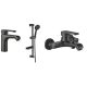 Milano Time 3 Pcs Set Of Basin Mixer, Shower Mixer & Shower Kit-Matt Black