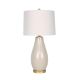 Jonathan Ceramic Table Lamp In Cream Glaze With Gold Base