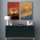 Gallery Gold Background Sun And Mountain Framed Canvas 62X92X3.5CM