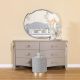 Vianna Dresser with Mirror and Stool-Grey / Golden