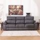 Efraim 3 Seater Half Leather Sofa - Black