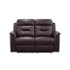 Houston 2 Seater Half Pure Leather Recliner-Chocolate