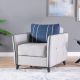 Panama 1 Seater Fabric Sofa - Light Grey / Dark Blue