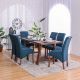 Perlita 1+6 Dining Set - Walnut / Blue
