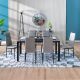 Rhian 1+6 Dining Set-Grey / Black Marble