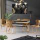 Safir 1+6 Dining Set - Dark Grey / Mocha / Golden