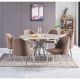 Melchor 1+6 Dining Set-Marble Glass / Cream