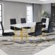 Brookley 1+6 Dining Set-White Marble / Golden / Black