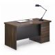 Recardo Office Table with Pedestal - Walnut/Black