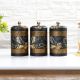 Monstera Round Tin Box With Handle In Lid 3 Pcs Set - Max5-118-009E