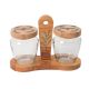 Loretta 2-Piece Glass Spice Jar Set With Wooden Stand - 11 x 25 x 19cm