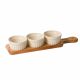 Loretta Ceramic Sufle Bowl Set With Wooden Stand - 10 Ã— 41Ã—7cm