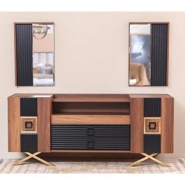 Rezo Roma Walnut Roma Dining Sideboard - Walnut / Gold